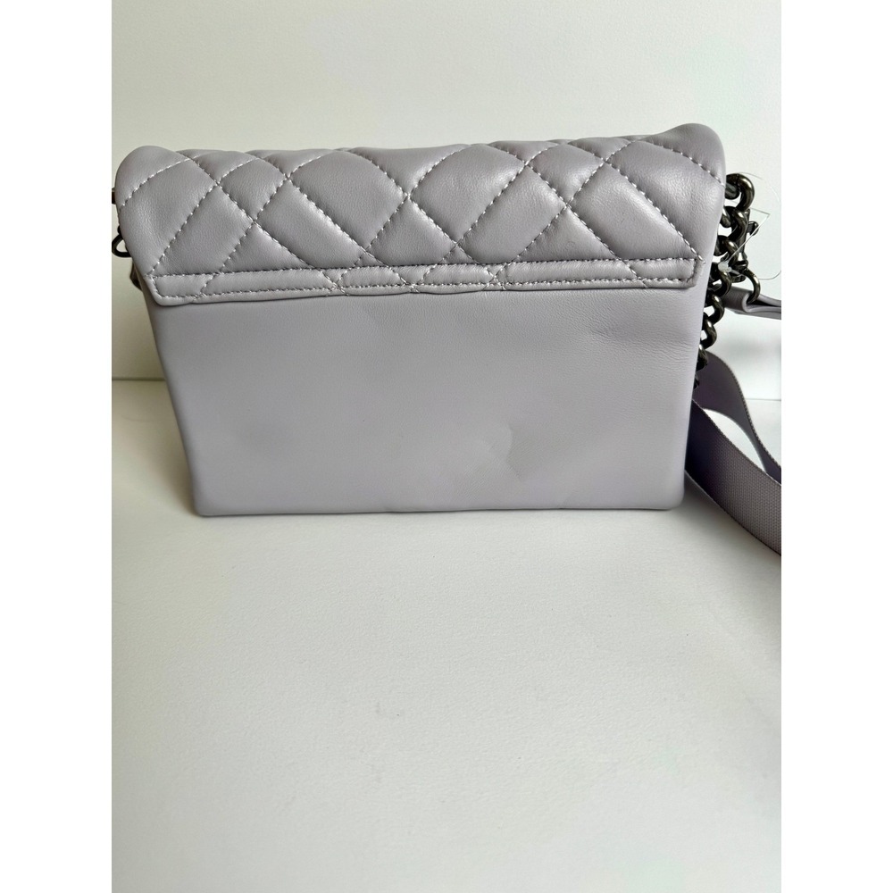 Kurt Geiger London Brixton Gray Quilted Leather Crossbody Chain Flap Bag NWT - Picture 6 of 16